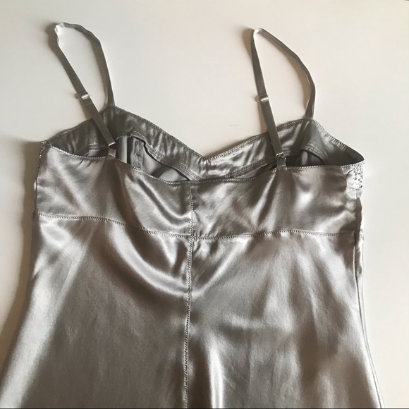 EXPRESS Silk Silver Tank with Sequins, Spaghetti Straps, Silvery Tank Top - Picture 7 of 13